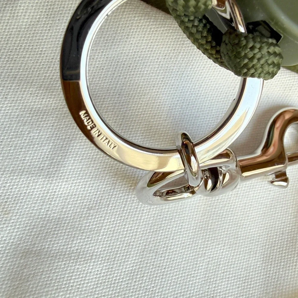 Gucci Dark Green Interlocking G Knotted‎ Cord Keychain Swivel Hook 834480